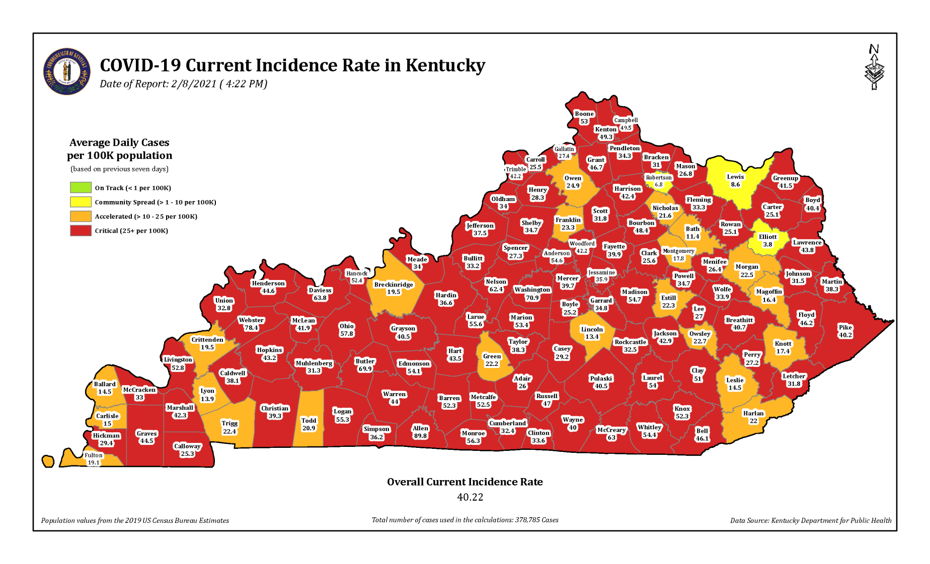 Kentucky red zone map 2/8/21